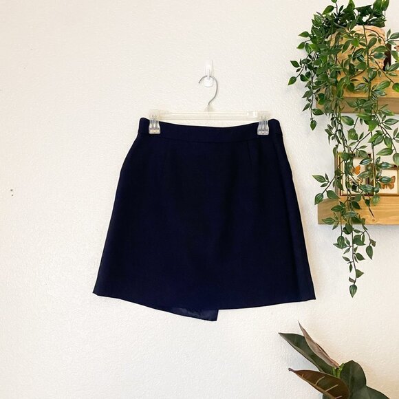 🌻 ZARA Navy Military Wrap Mini Skirt Gold Buttons Nautical Medium - Picture 3 of 5